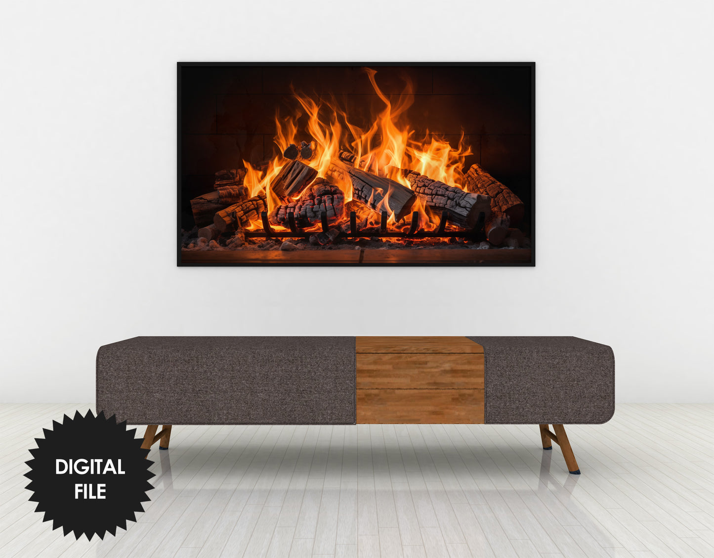 Fireplace Fire Christmas Frame TV Art | Winter Fireplace Flames | Digital TV Art | Instant Download