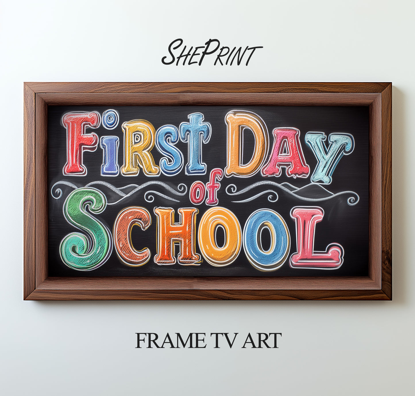 First Day Of School Frame TV Art For Kids and Teen | Vintage School Board preview on screen