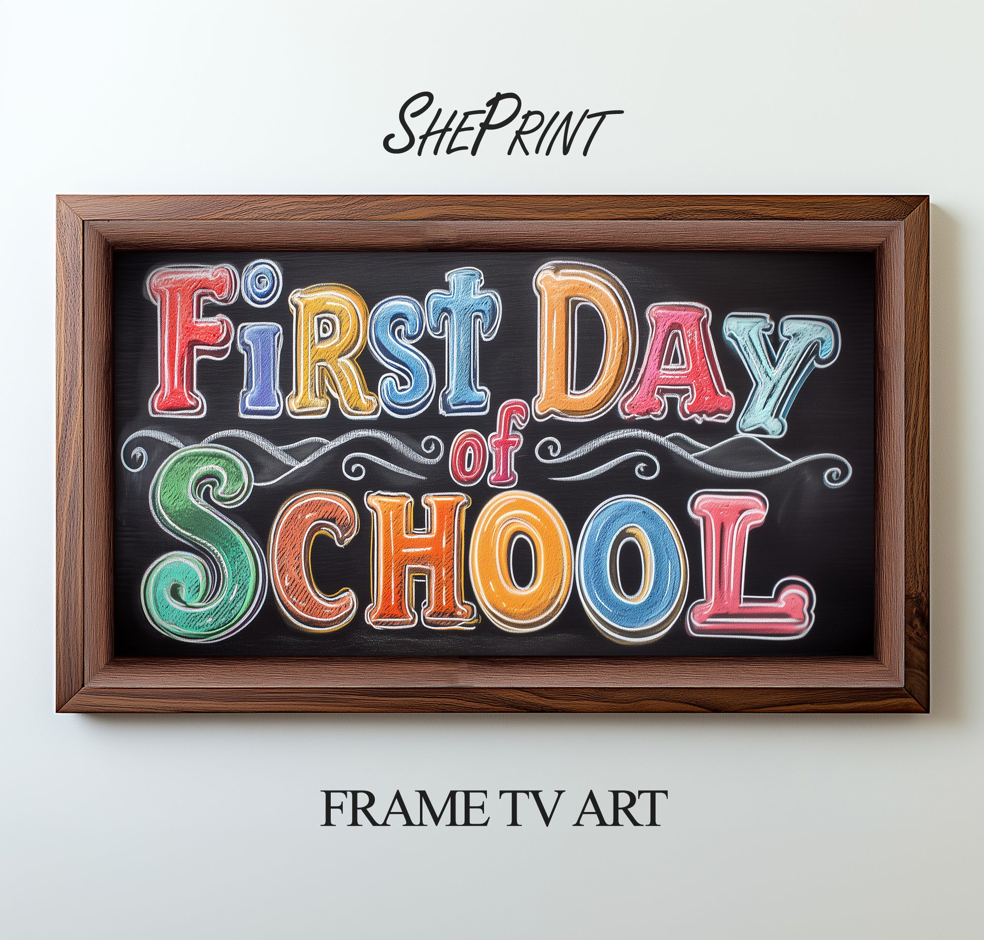 First Day Of School Frame TV Art For Kids and Teen | Vintage School Board preview on screen