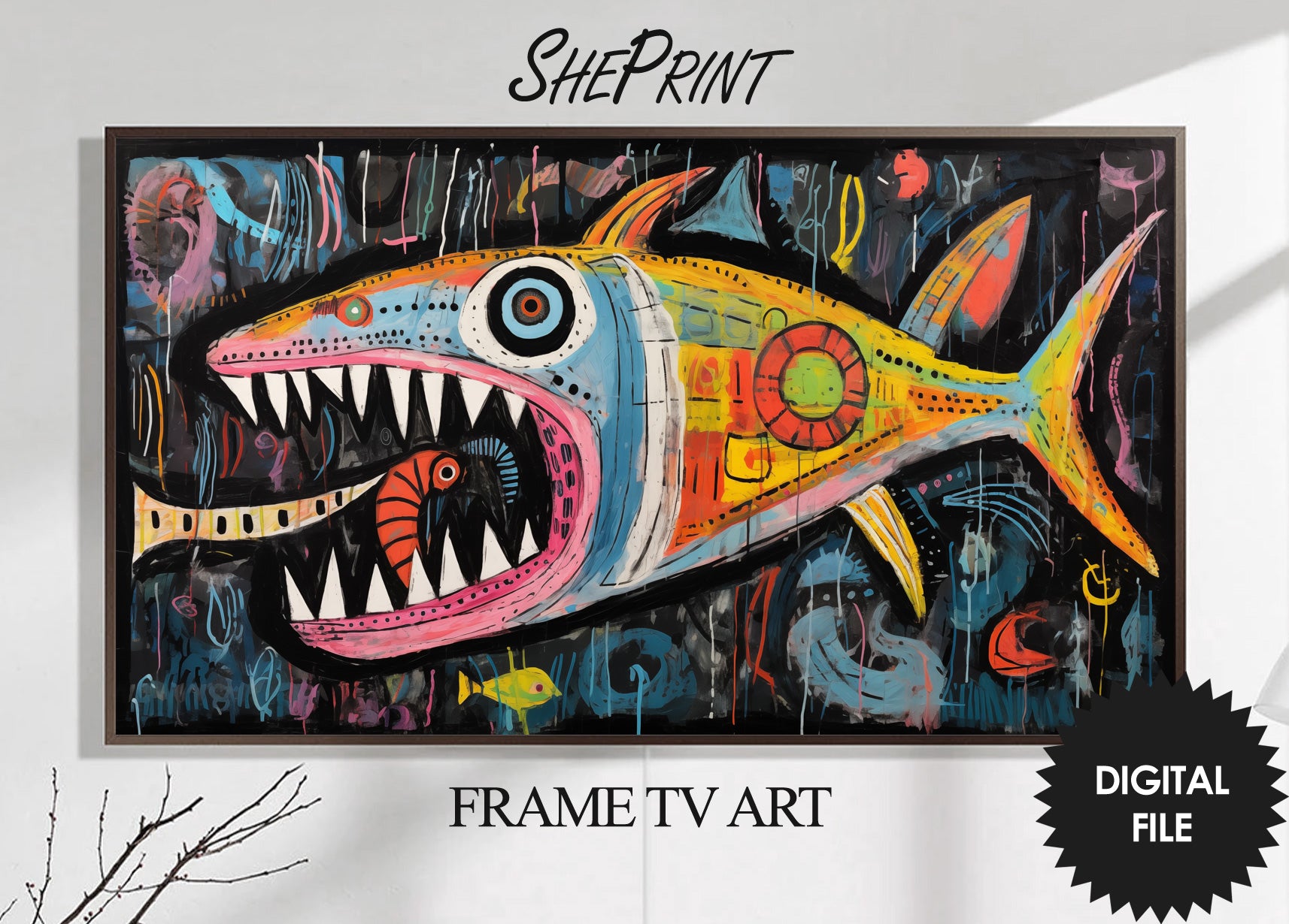 Samsung Frame TV Art | Fish Art Brut | Outsider Art | Digital TV Art preview