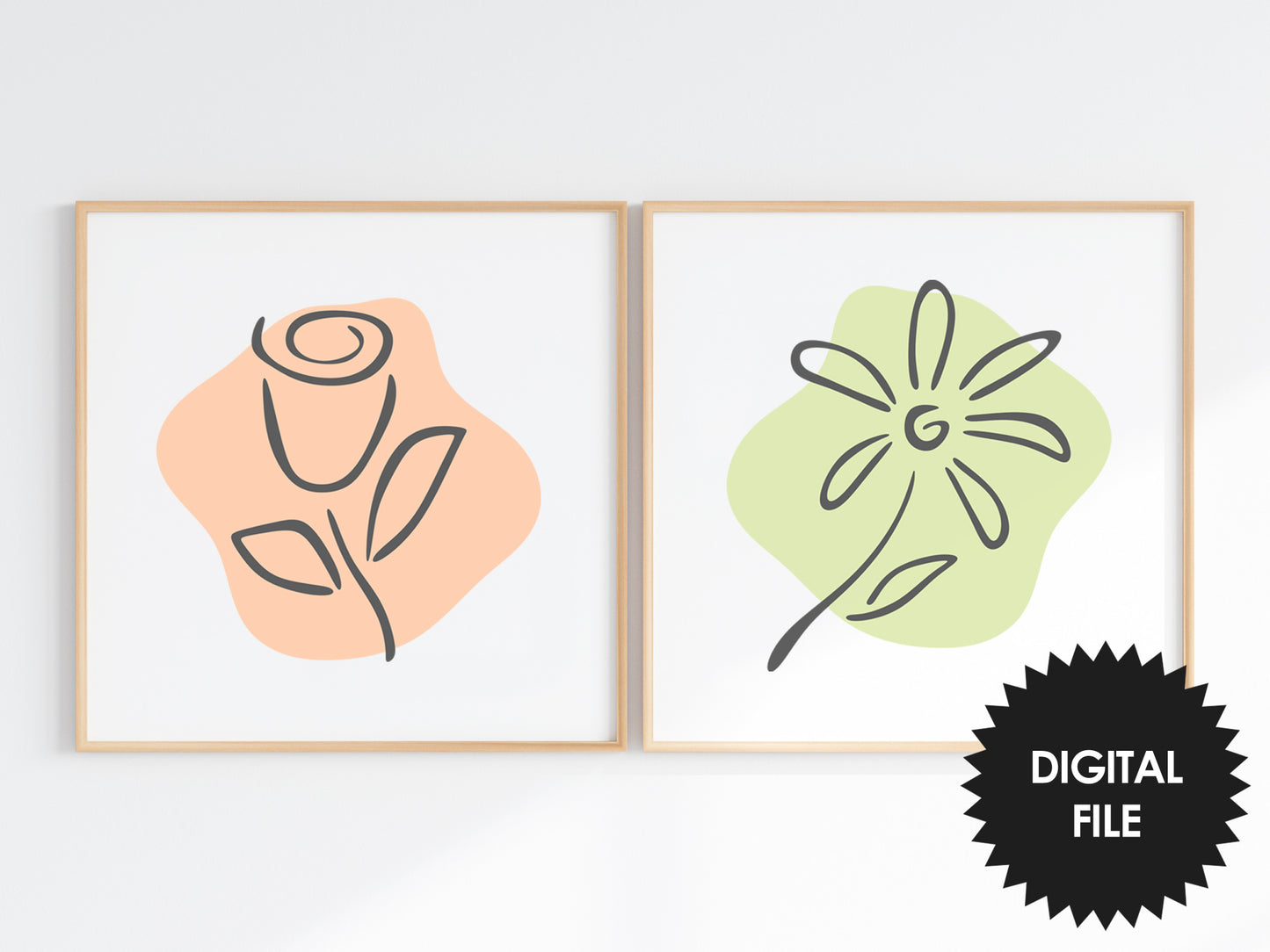 Boho Wall Art, Flowers, Set Of 3 Prints, Instant Download, Print at Home, DIY Wall Art