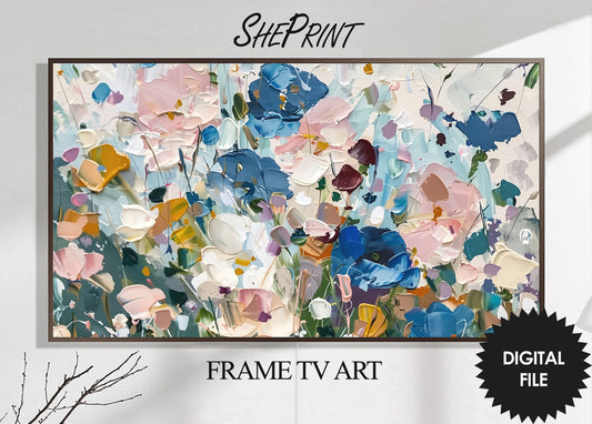 Samsung Frame TV Art, Flowers Impasto Abstract Art preview on Samsung Frame TV