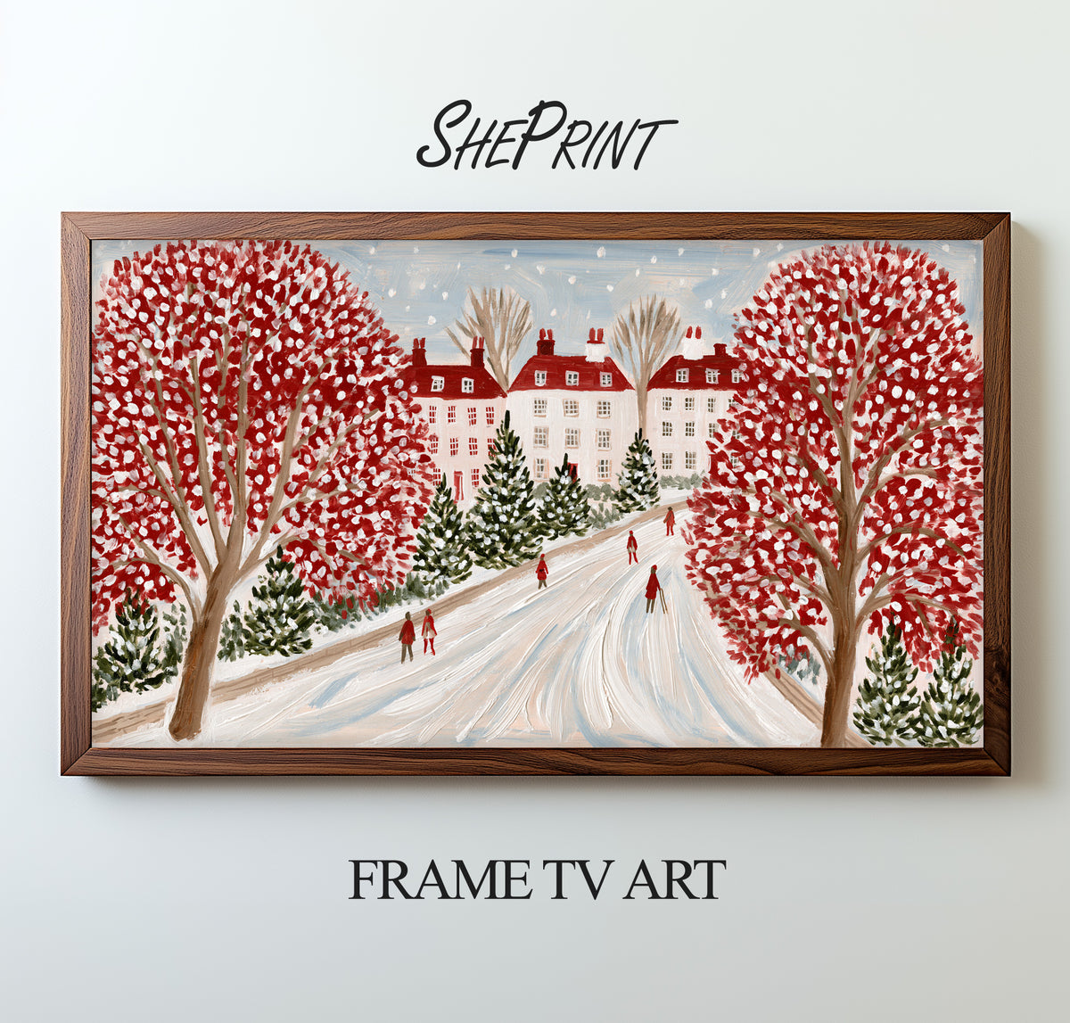 Folk Christmas Frame TV Art | Digital Painting | Instant Download