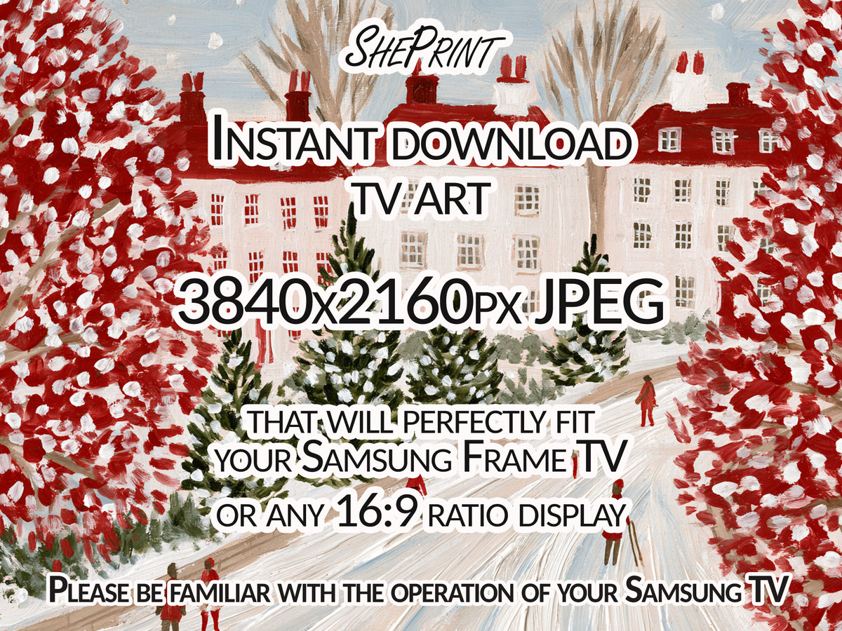 Folk Christmas Frame TV Art | Digital Painting | Instant Download | close up view