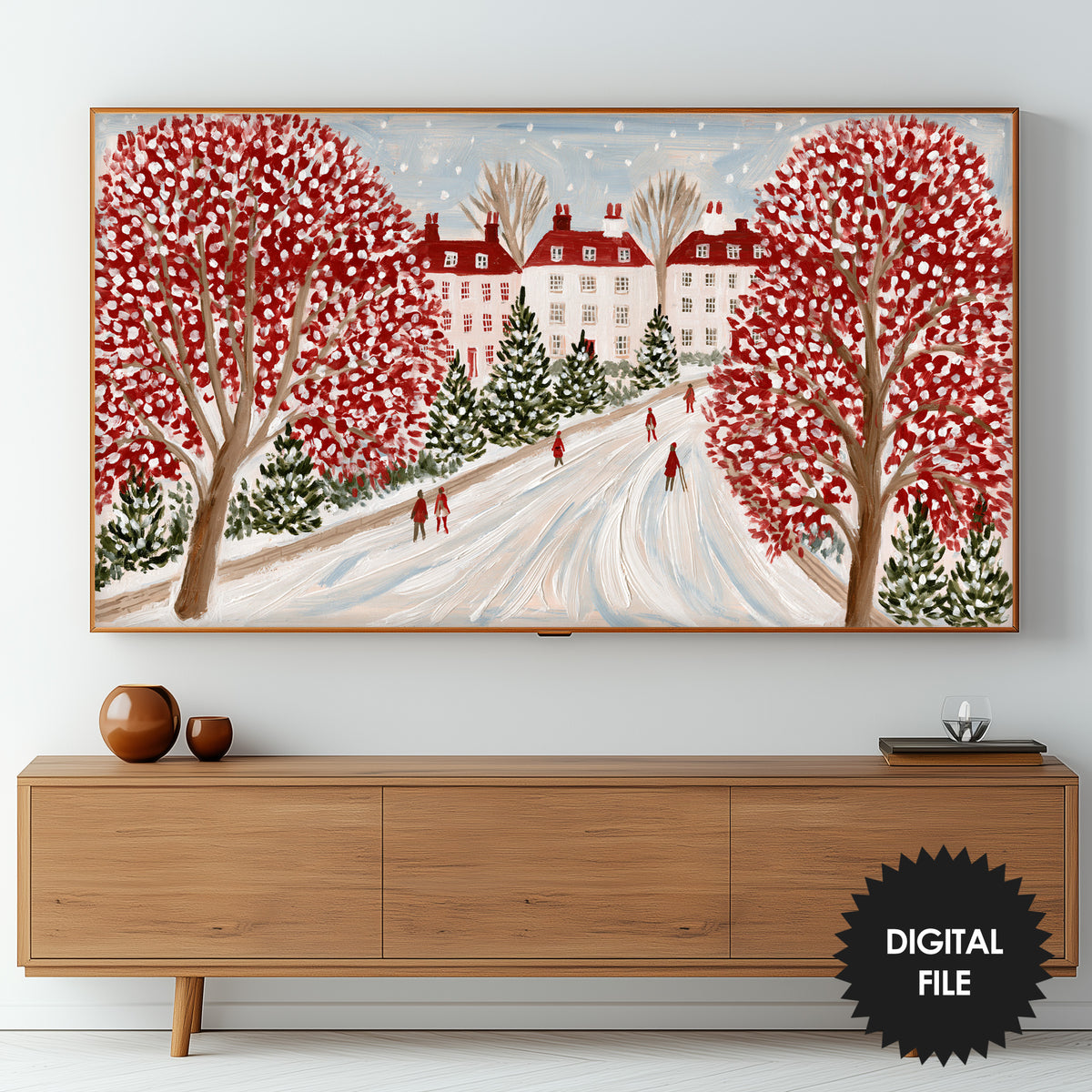 Folk Christmas Frame TV Art | Digital Painting | Instant Download | preview