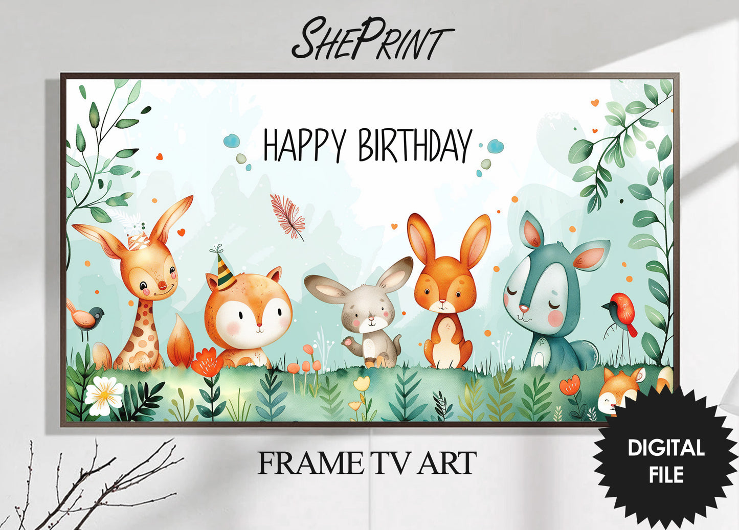 Frame TV Art For Kids | Happy Birthday | Cute Forest Animals preview on Samsung Frame TV