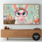 Funny Easter Bunny Frame TV Art | Glasses and Bubble Gum | Instant Digital Download preview on screen