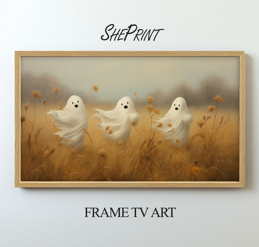 Halloween TV Art, Ghosts In Golden Field Painting