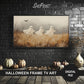 Samsung Frame TV Art | Three Ghosts In The Field Painting | Halloween TV Art preview in Halloween styled room