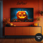 Samsung Frame TV Art, Giant Orange Halloween Pumpkin peview in Halloween styled room