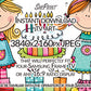 Birthday Doodle Girls Drawing TV Art | Kids Birthday Display | Instant Digital Download close up view