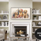 Christmas Frame TV Art Golden Retrievers Preview on Samsung Frame TV in modern living room