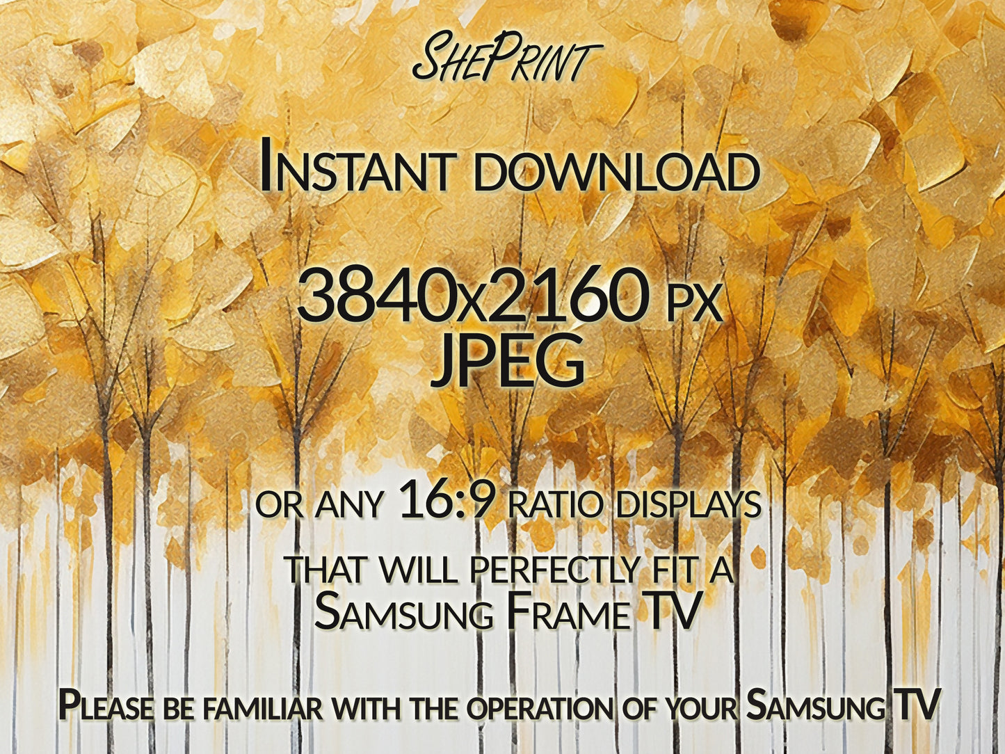 Fall Samsung Frame TV Art | Golden Trees | Digital TV Art | Digital Painting | Instant Download