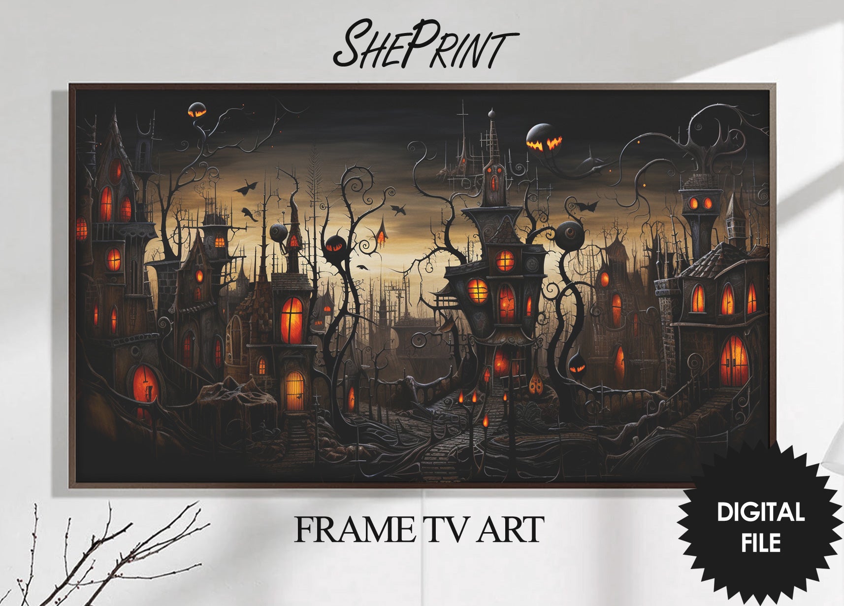 Halloween Samsung Frame TV Art, Halloween Night, Digital TV Art, Instant Download