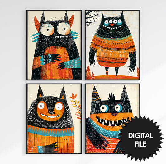 Halloween Wall Art For Kids, 20 Halloween Prints For Kids Room or Nursery preview 1-4 art