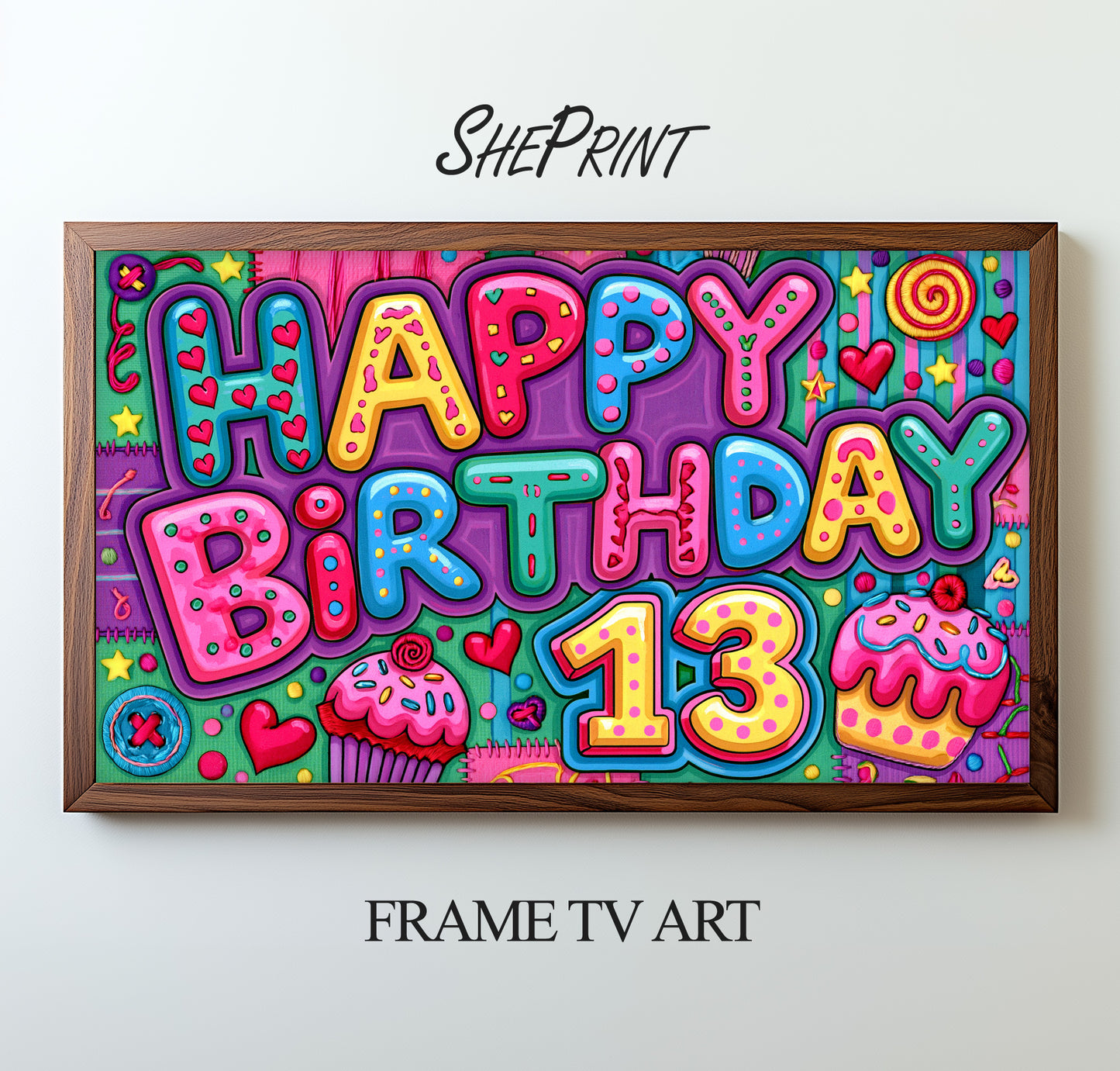 Happy 13th Birthday TV Art | Birthday Party Backdrop for 13 Years Old | Digital Download