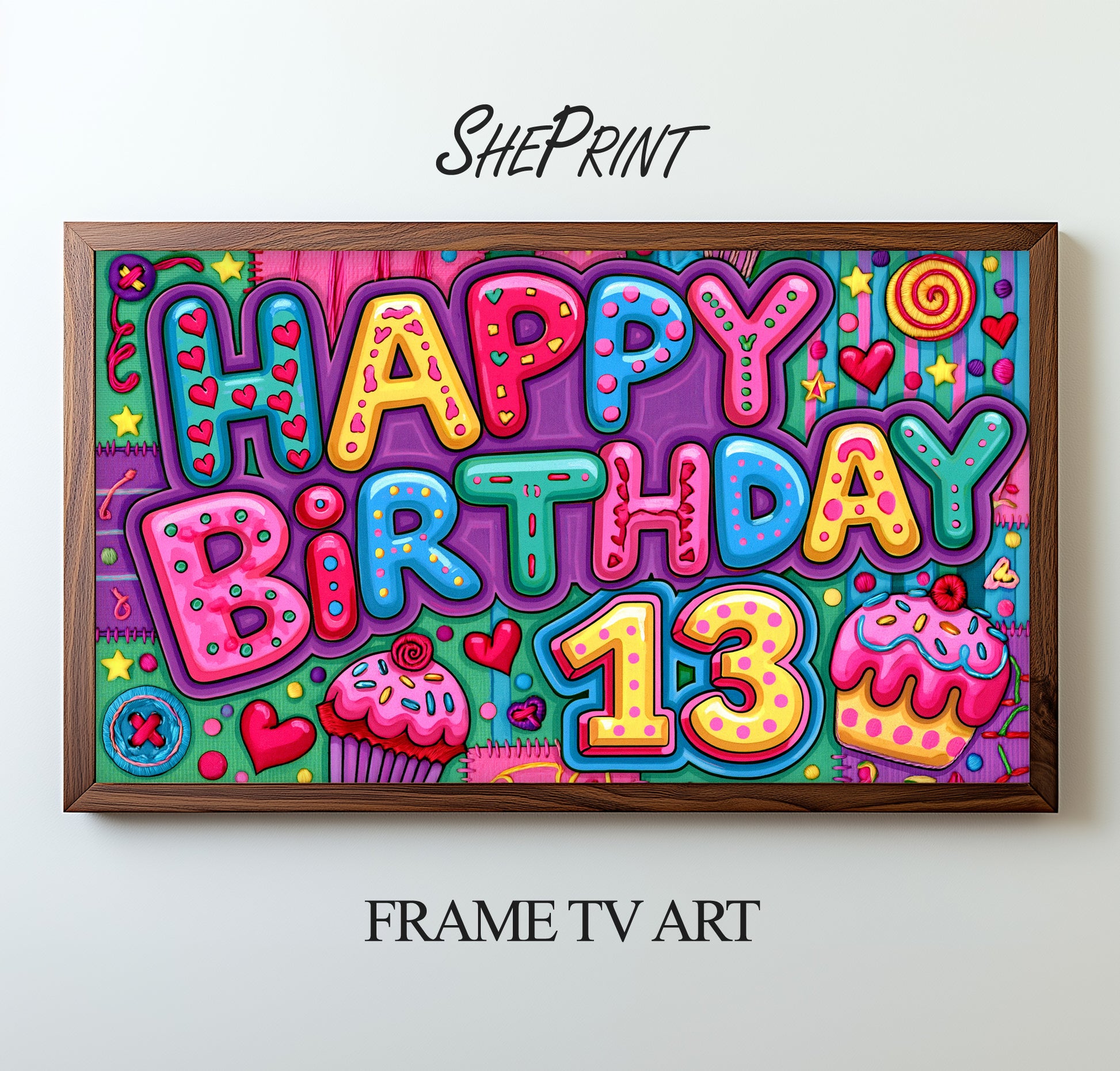 Happy 13th Birthday TV Art | Birthday Party Backdrop for 13 Years Old | Digital Download