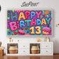 Happy 13th Birthday TV Art | Birthday Party Backdrop for 13 Years Old | Digital Download preview in kids room