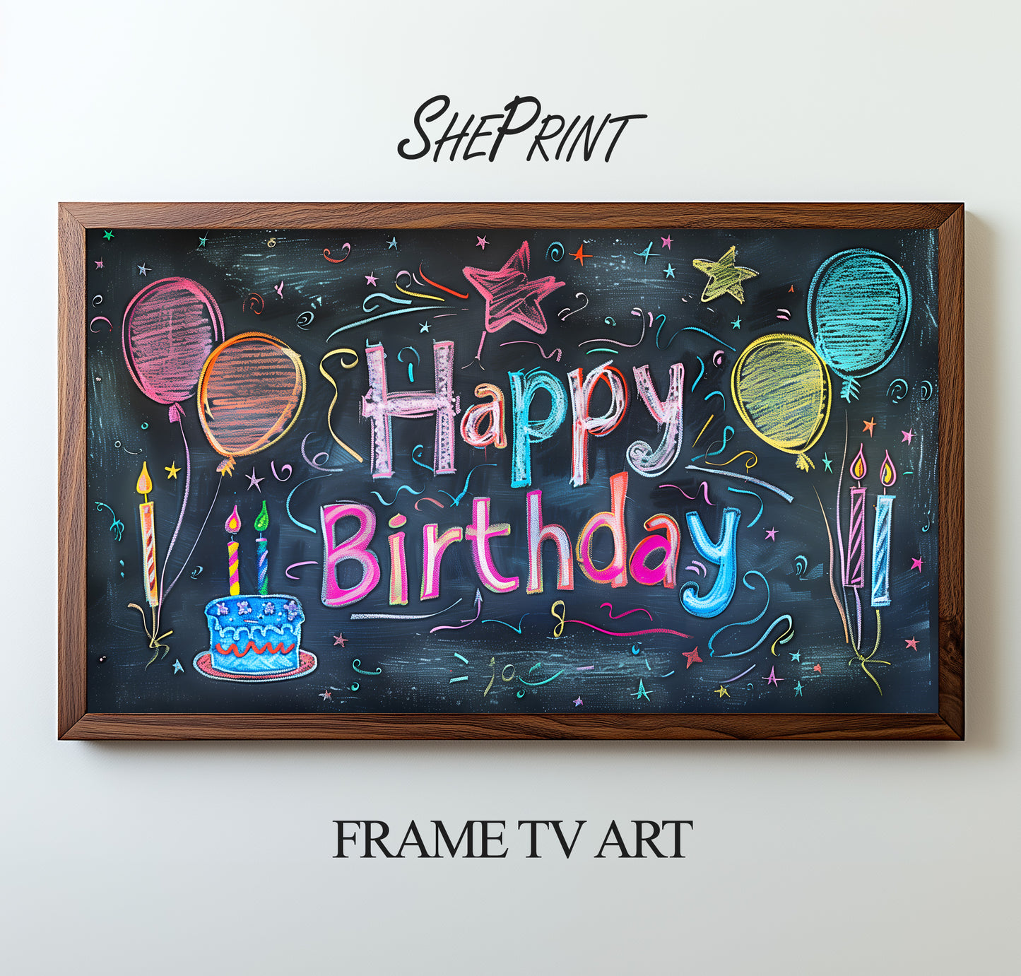 Samsung Frame TV Art For Kids | Happy Birthday Written on School Board | Digital TV Art | 3840 x 2160 pixels JPEG | Instant Download