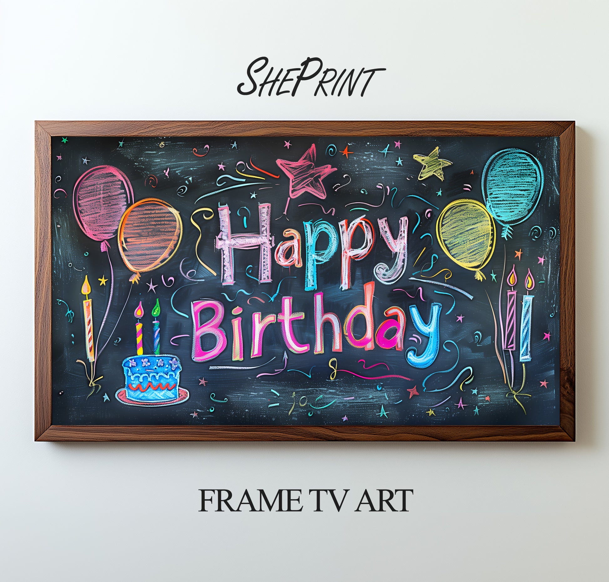 Samsung Frame TV Art For Kids | Happy Birthday Written on School Board | Digital TV Art | 3840 x 2160 pixels JPEG | Instant Download