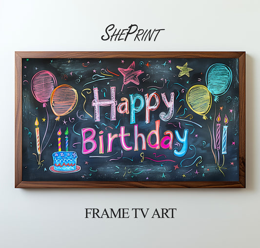 Samsung Frame TV Art For Kids | Happy Birthday Written on School Board | Digital TV Art | 3840 x 2160 pixels JPEG | Instant Download