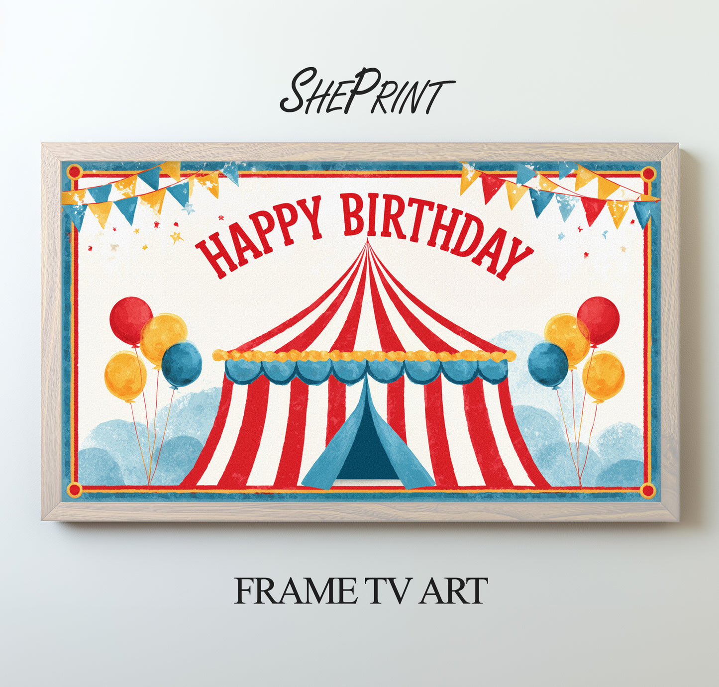 Circus Carnival Birthday Party Frame TV Art For Kids preview on Samsung Frame Tv