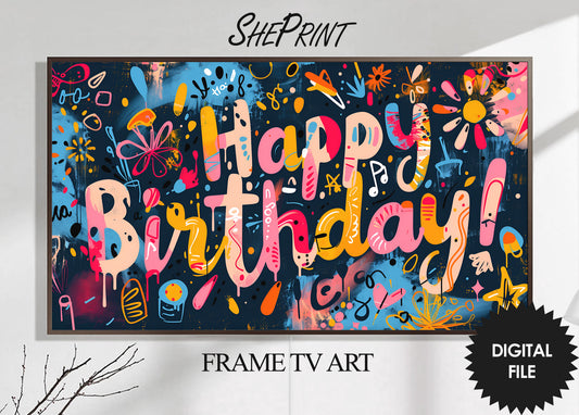 Birthday Frame TV Art, Happy Birthday Colorful Design For Kids preview on Samsung Frame TV