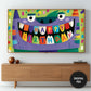 Funny Monster Birthday Frame TV Art For Kids | Happy Birthday Party Banner | Instant Download preview in living room