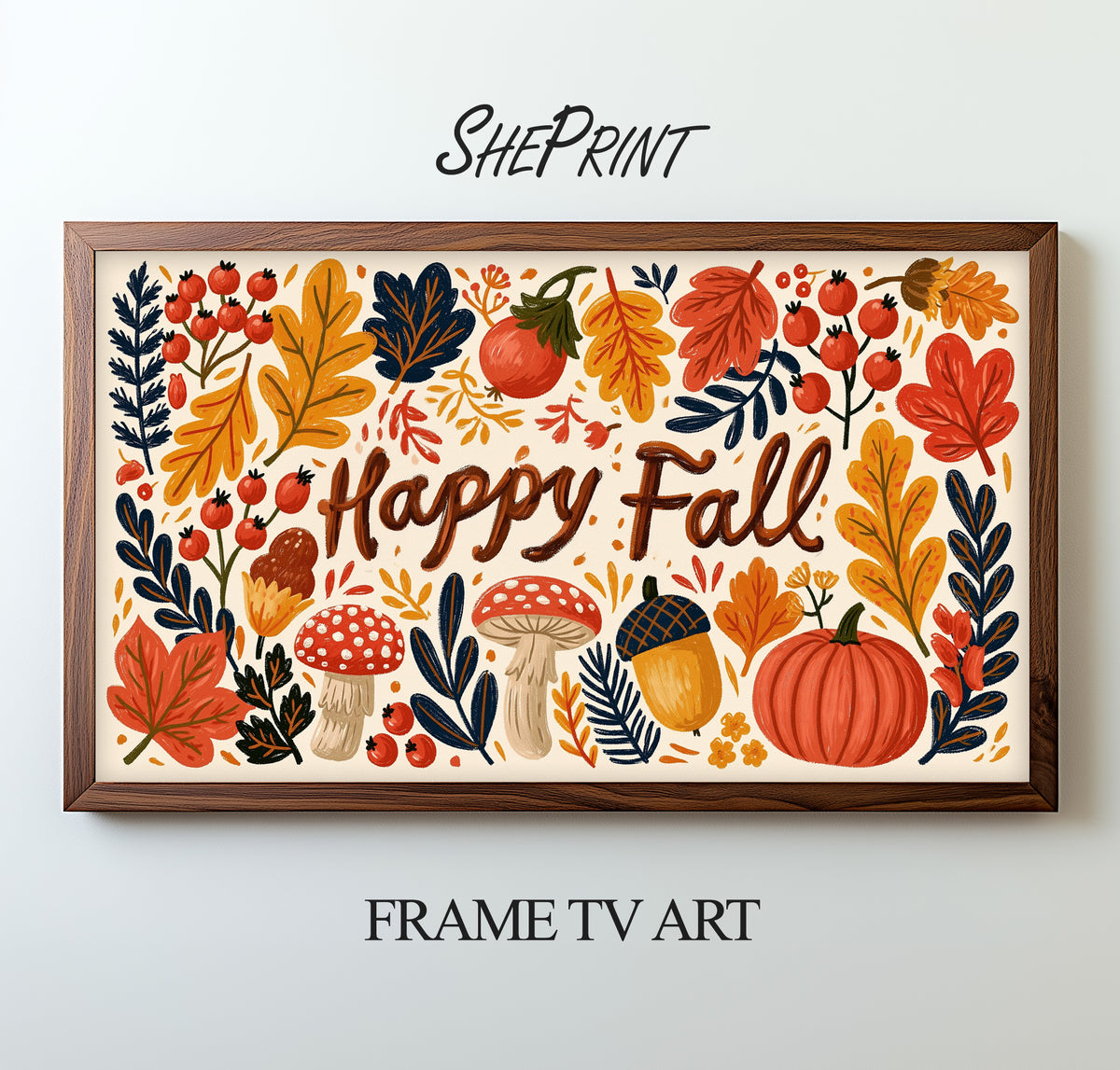 Happy Fall TV Art | Autumn Home Decor | Digital Download