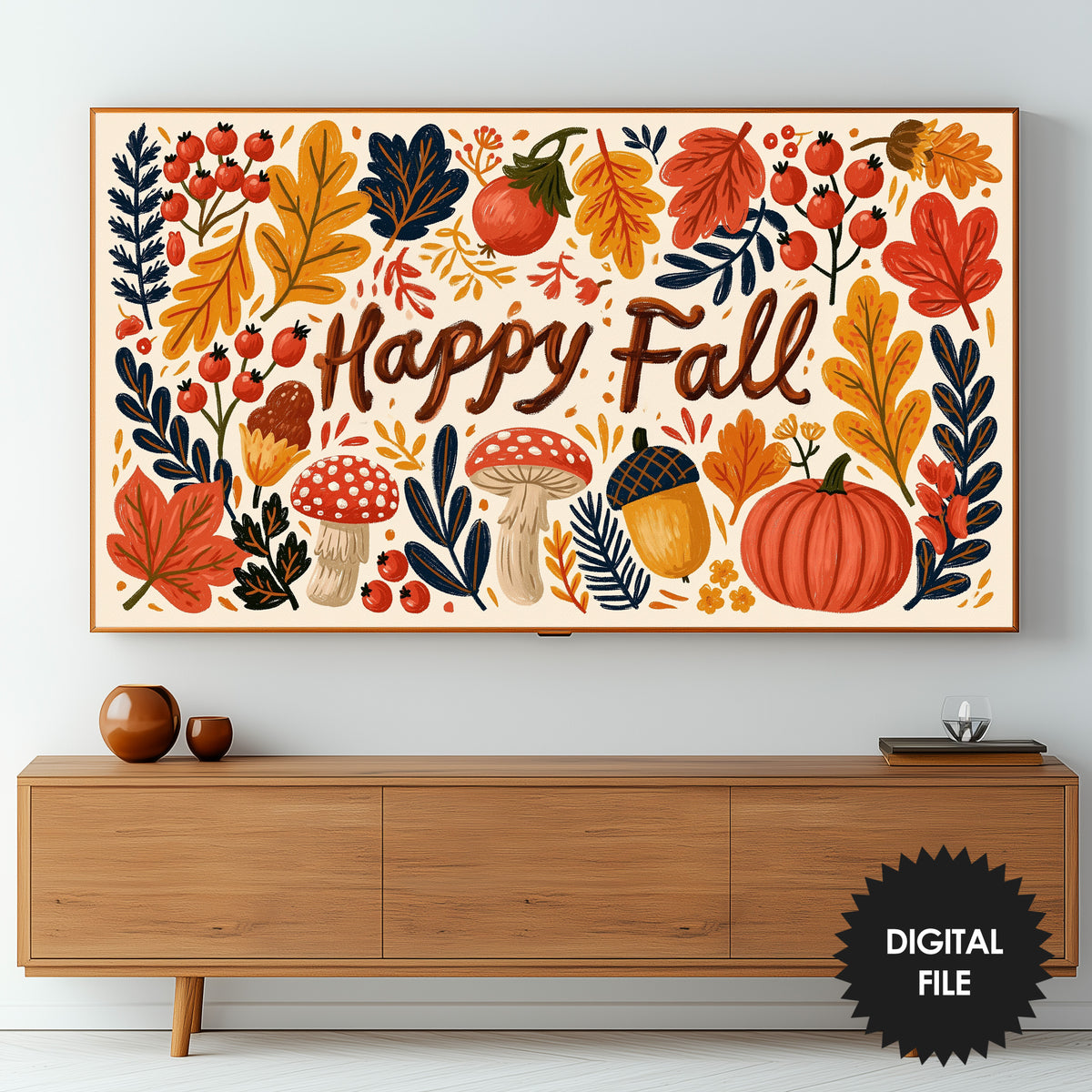 Happy Fall TV Art | Autumn Home Decor | Digital Download |Preview