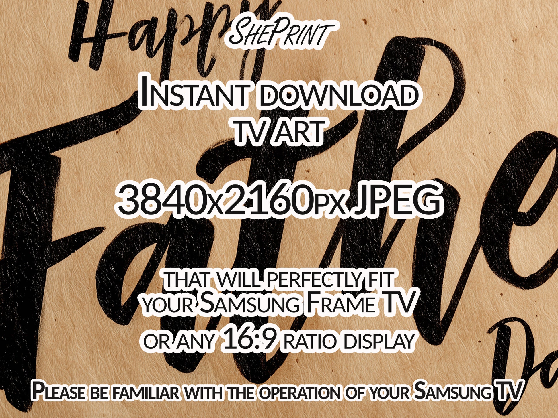 Happy Father’s Day Frame TV Art | Rustic Neutral Banner | Modern Farmhouse | Digital Download close up look