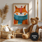 Winter Nursery Wall Art, Happy Fox Winter Print, preview in nursery room