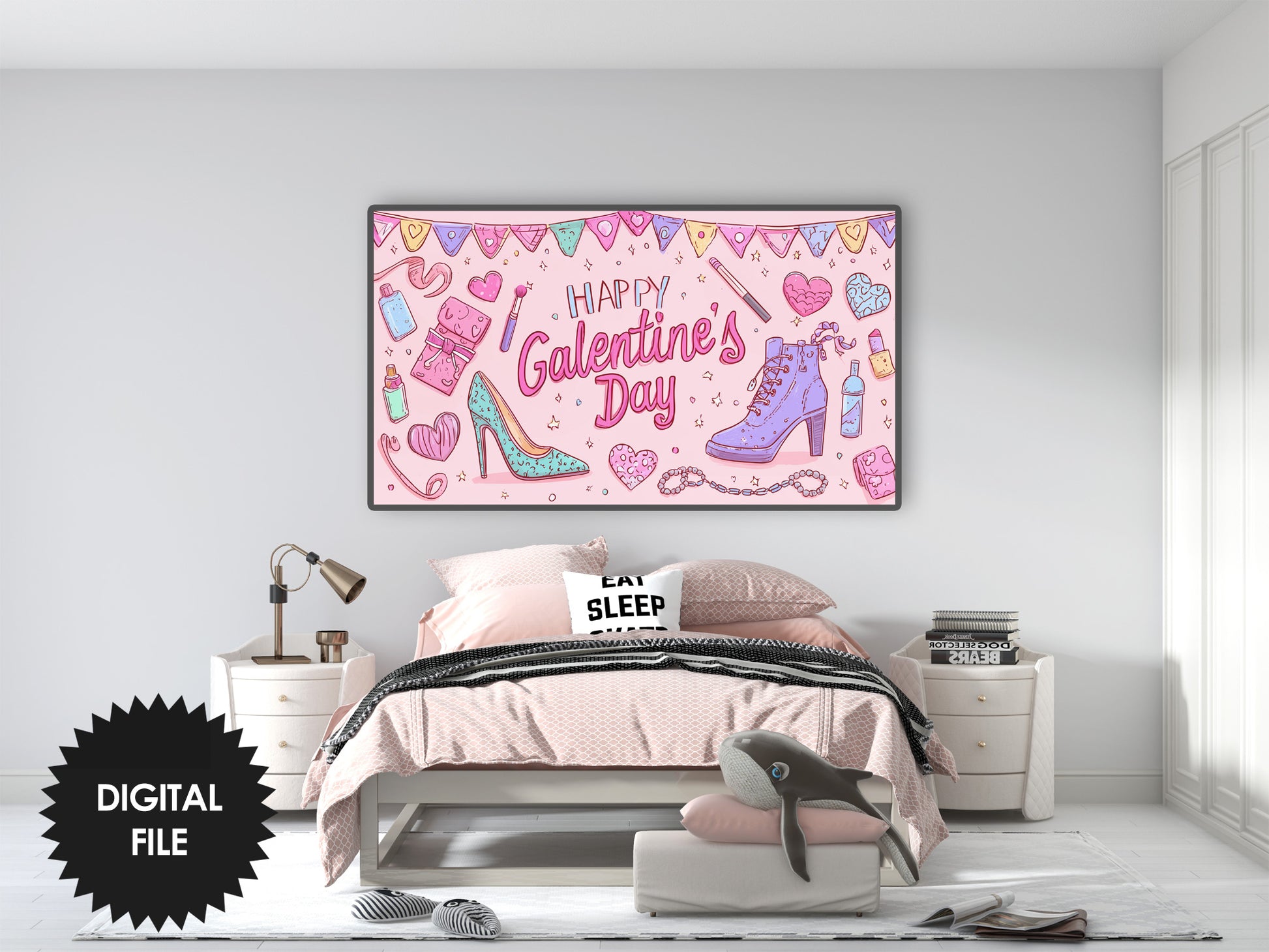 Happy Galentine's Day TV Art For Girls preview in teen room