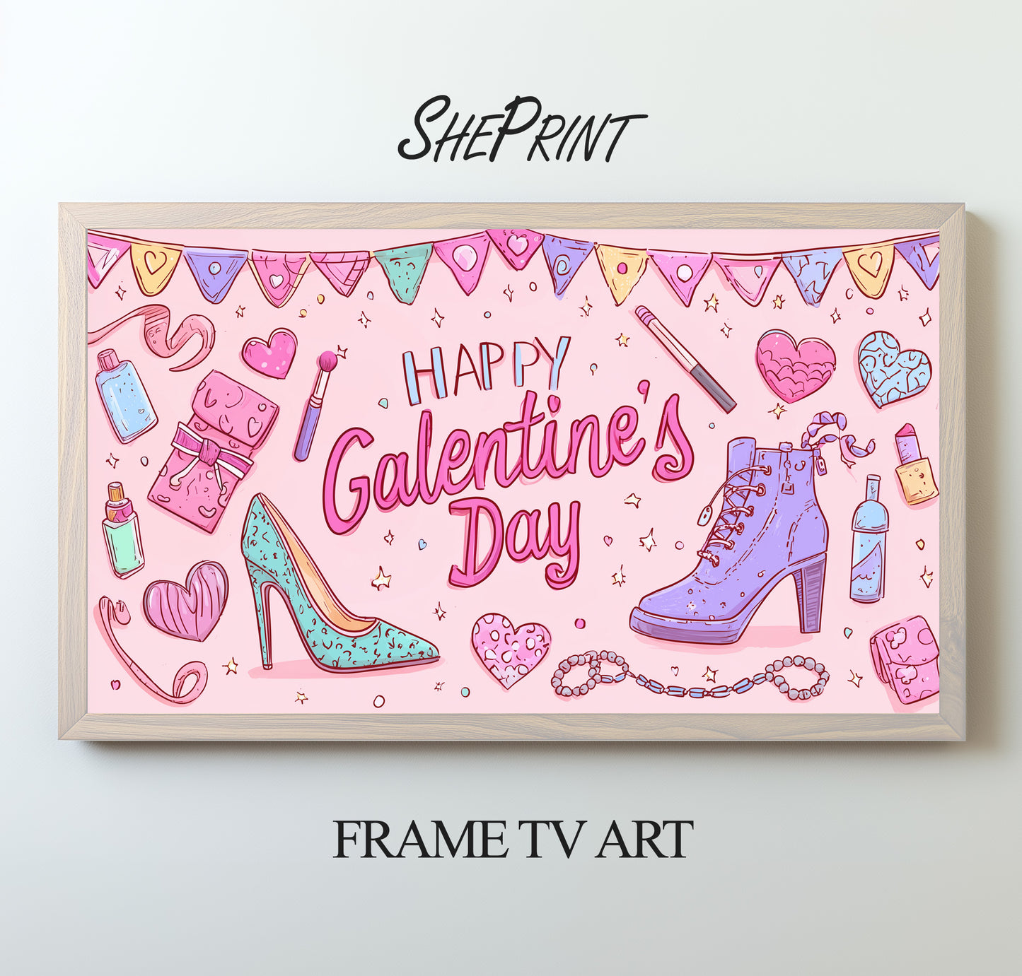 Happy Galentine's Day TV Art For Girls preview on screen