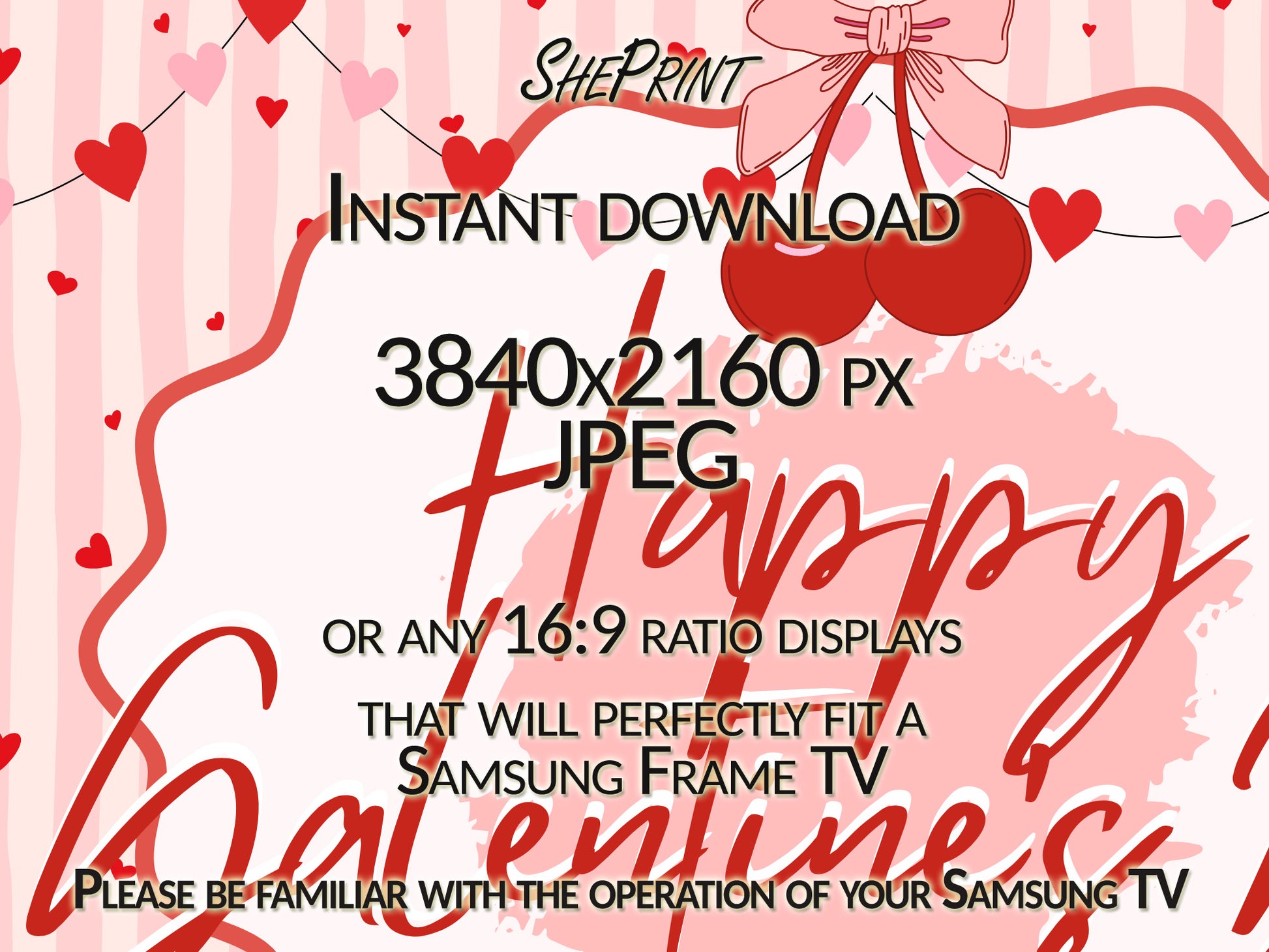 Galentine's Day TV Art For Girls | Samsung Frame Banner close up view