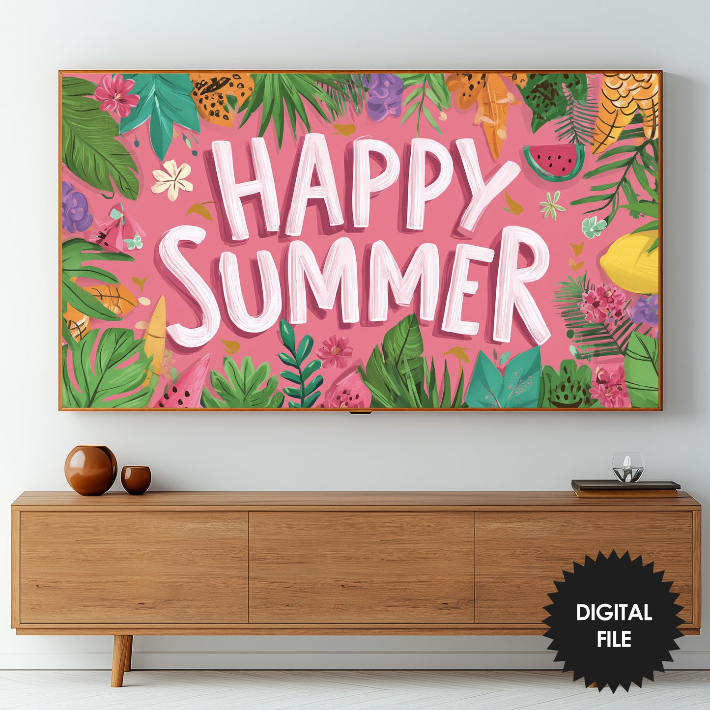 Happy Summer TV Banner | Frame TV Art | Hello Summer | Digital Download preview