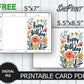 Printable Happy Birthday Card, Floral Design, Two Sizes 5"x7" and 5.5"x8.5" preview free template