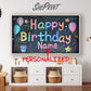 Personalized Birthday Frame TV Art For Kids | Happy Birthday Written On School-Board preview in kids room