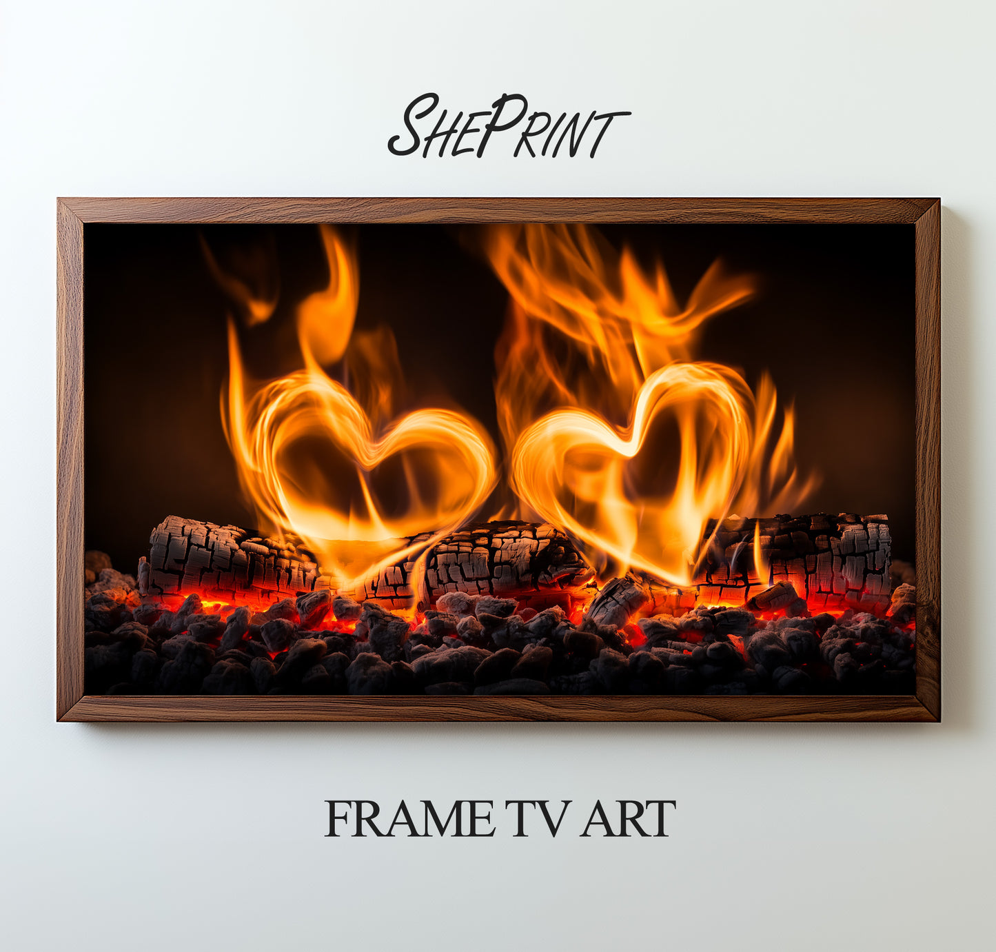 Hearts On Fire Romantic Fireplace Frame TV Art preview on screen