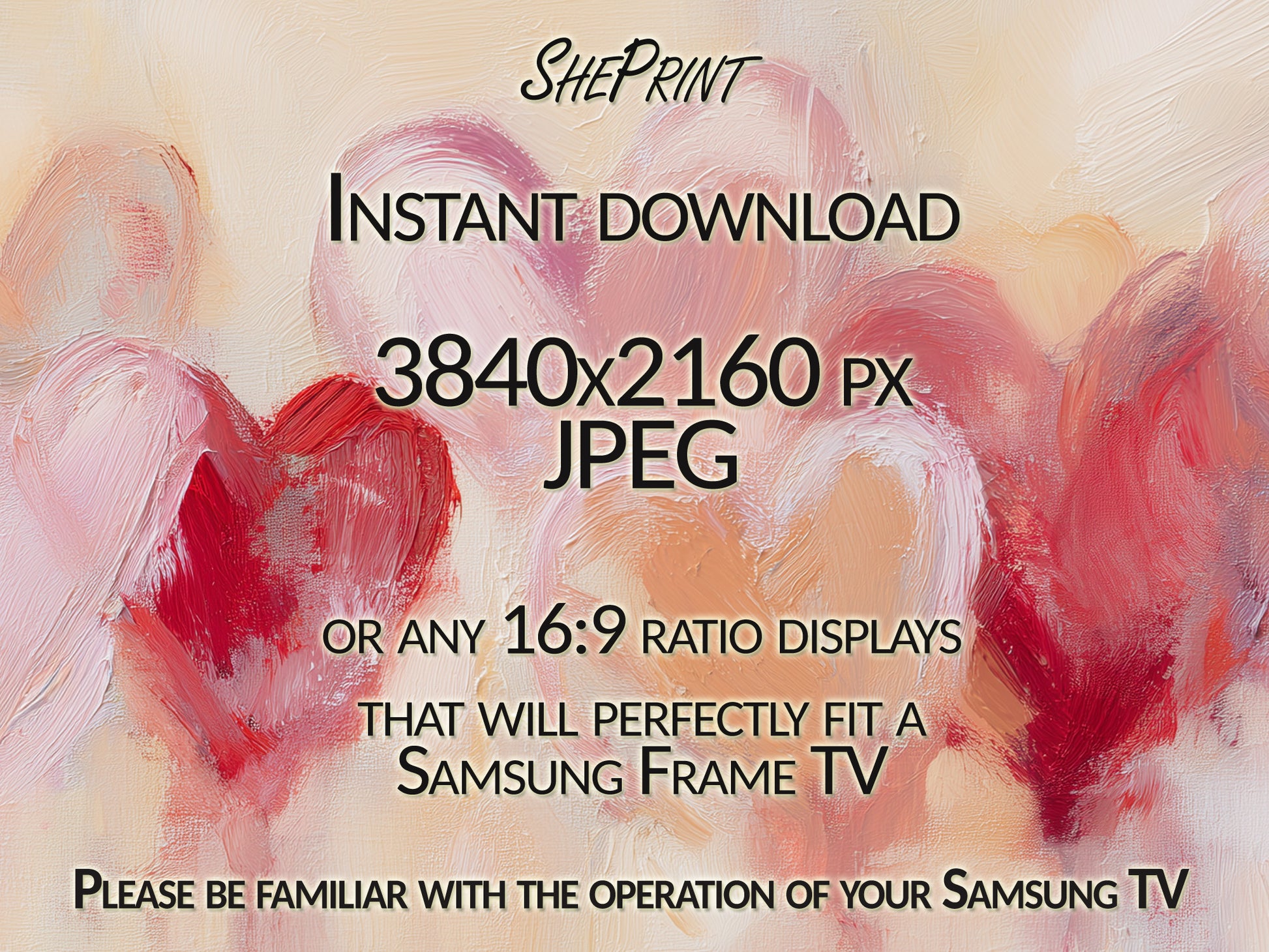 Valentines Day TV Art | Hearts Painting | Samsung Frame close up view