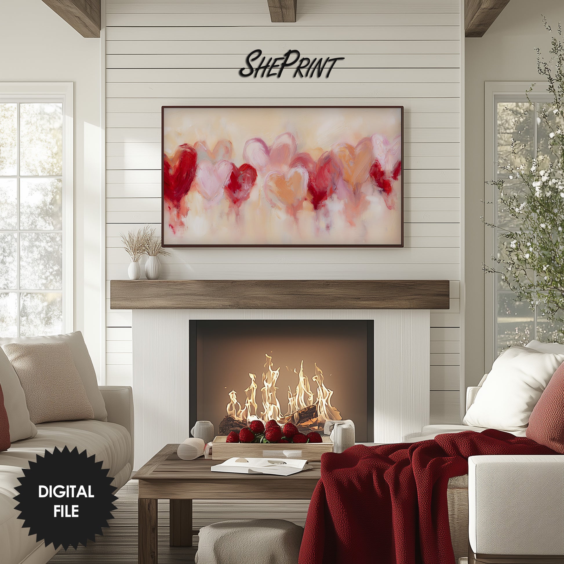 Valentines Day TV Art | Hearts Painting | Samsung Frame preview 3