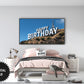 Samsung Frame TV Art | Happy Birthday Funny Hollywood Sign preview in modern bedroom