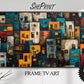 Frame TV Art, Colorful House Blocks Abstract Painting preview on wall