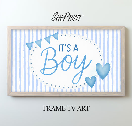 It’s a Boy Frame TV Art – Blue Baby Shower Decor | Baby Boy Digital Download