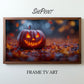 Samsung Frame TV Art, Halloween Jack O Lantern preview with wooden frame