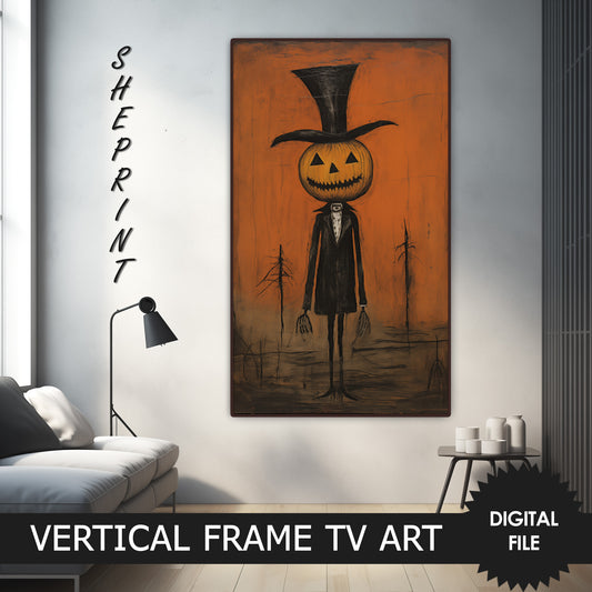 Vertical Frame TV Art, Cute Halloween Jack O'Lantern