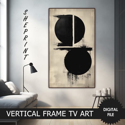 Japandi Bold Circles Vertical Frame TV Art preview 1