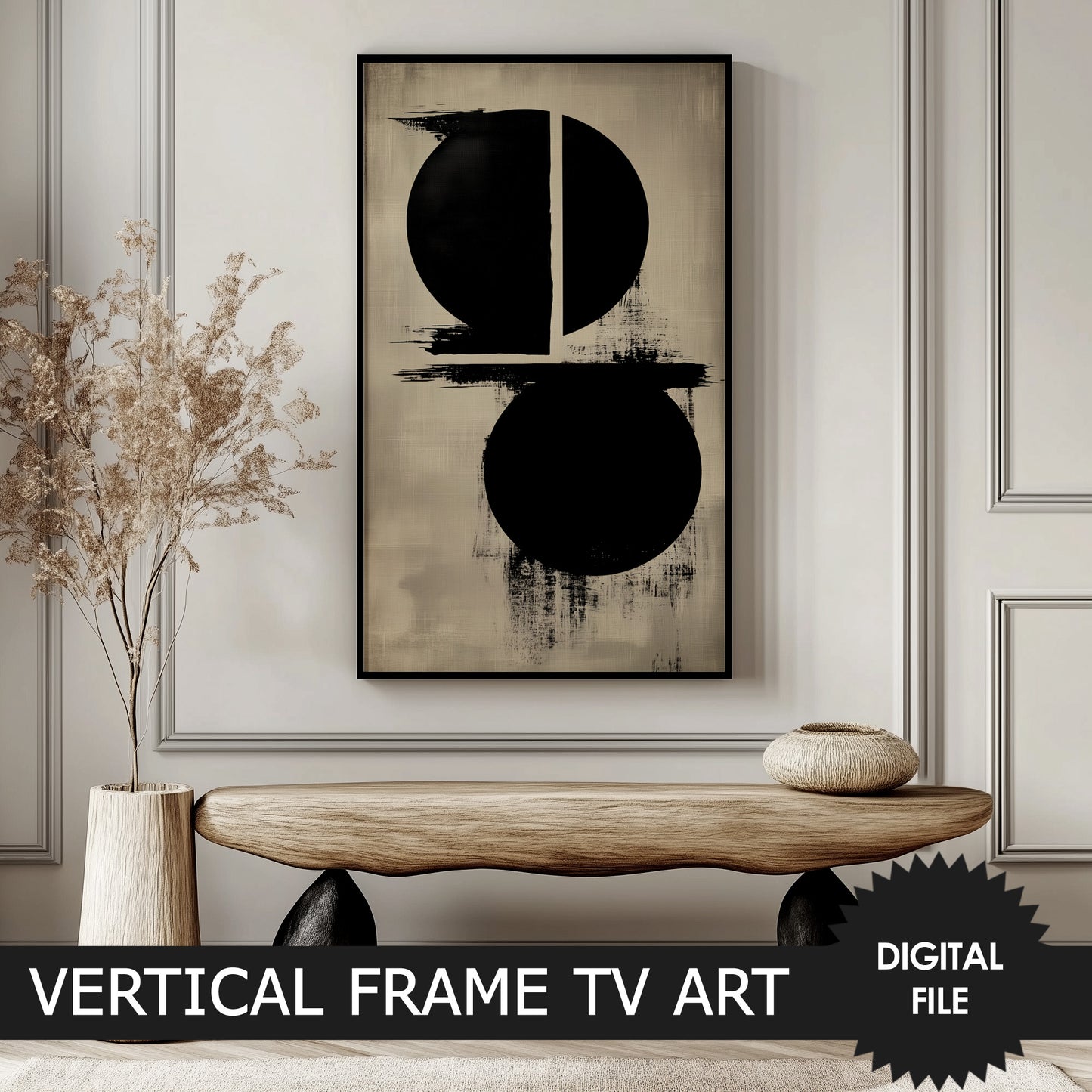 Japandi Bold Circles Vertical Frame TV Art preview 2