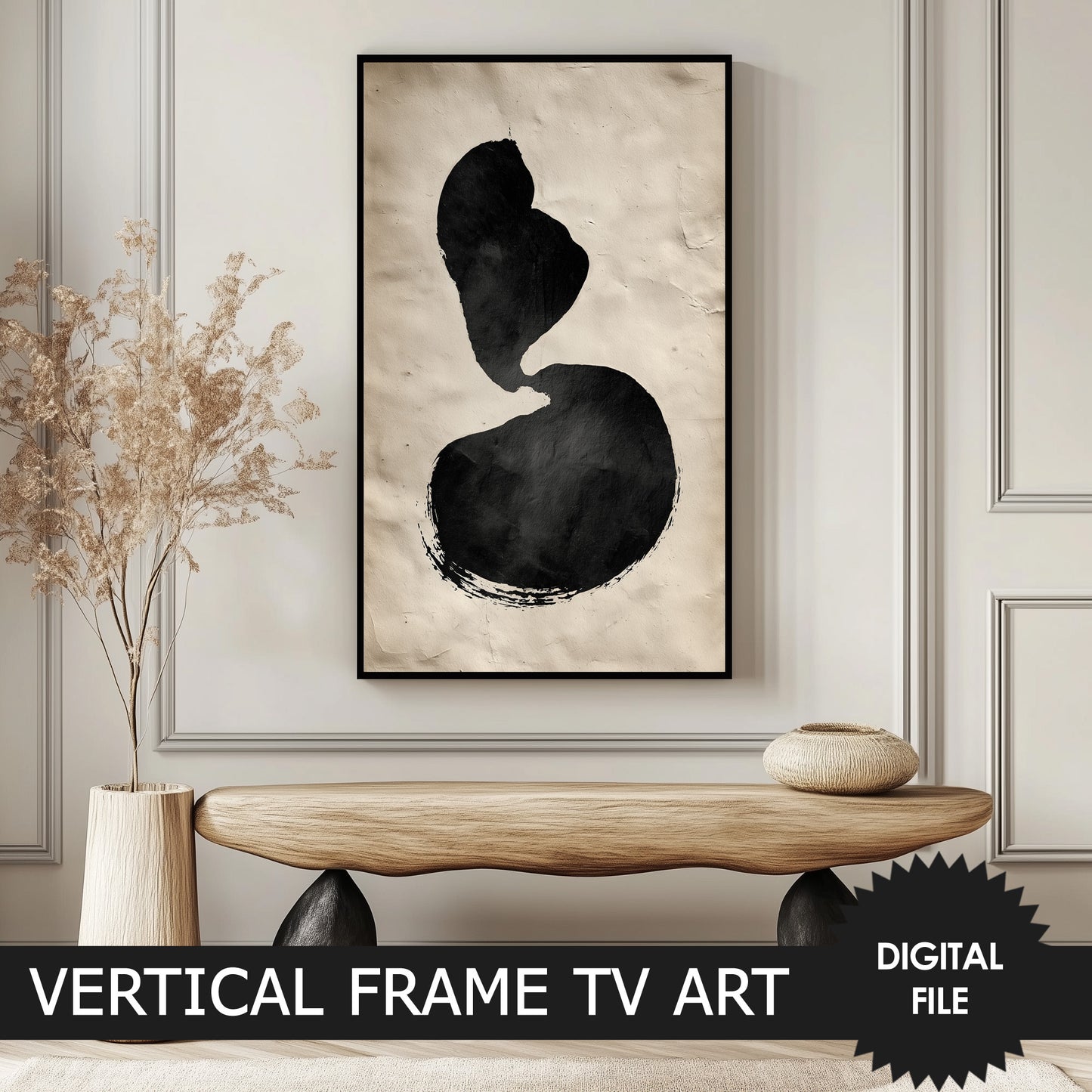 Japandi Zen Minimalism Vertical TV Art, Wabi-Sabi Abstract preview 3
