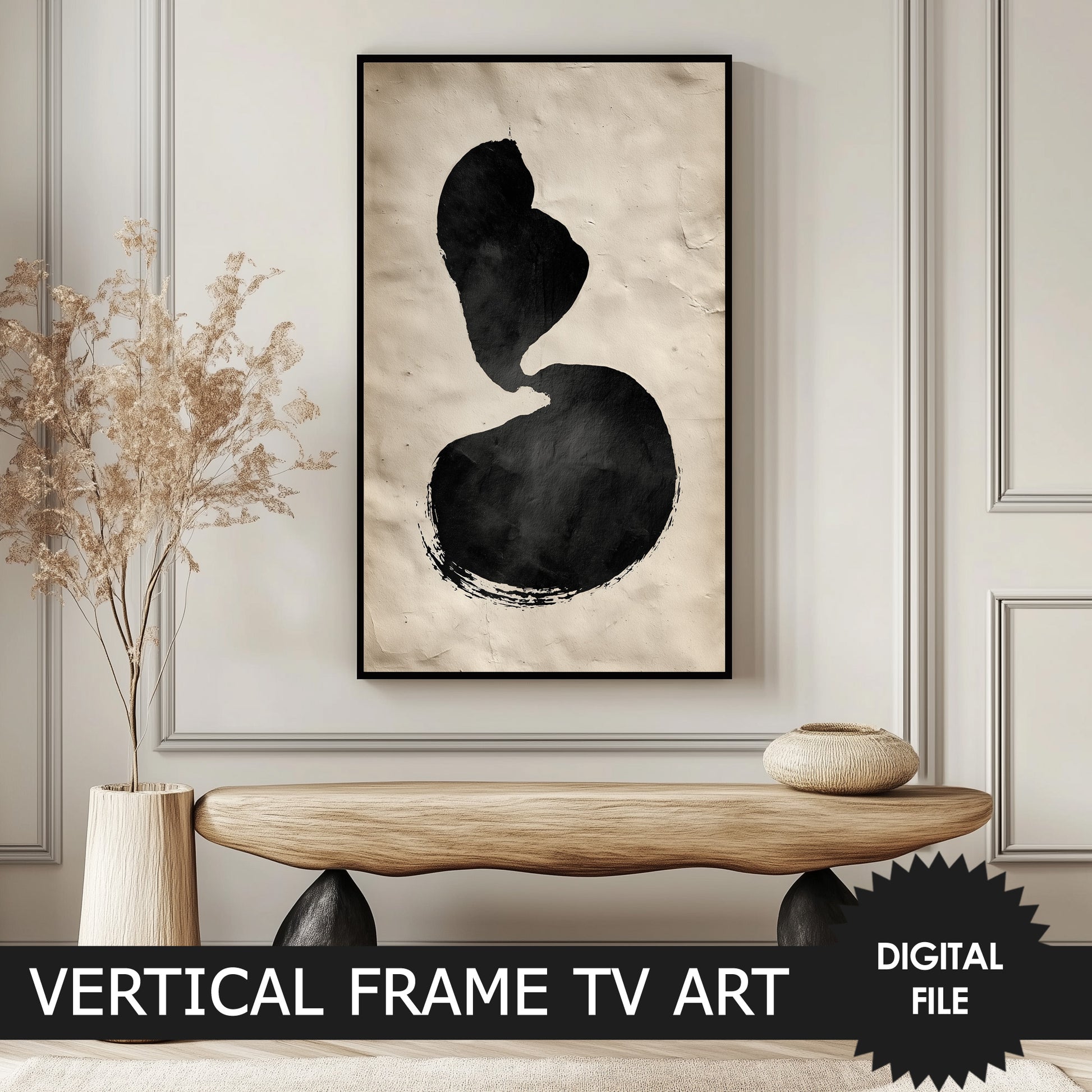 Japandi Zen Minimalism Vertical TV Art, Wabi-Sabi Abstract preview 3